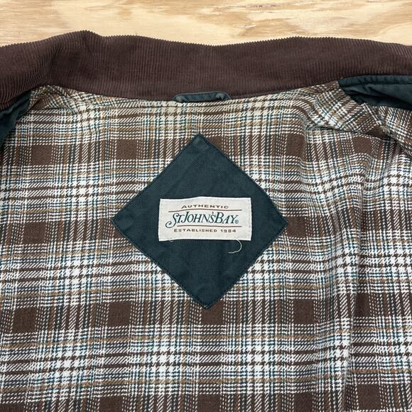 Vtg St. John's Bay Flannel Lined Corduroy Trim Chore Barn Jacket Green Size 3X - Picture 3 of 16